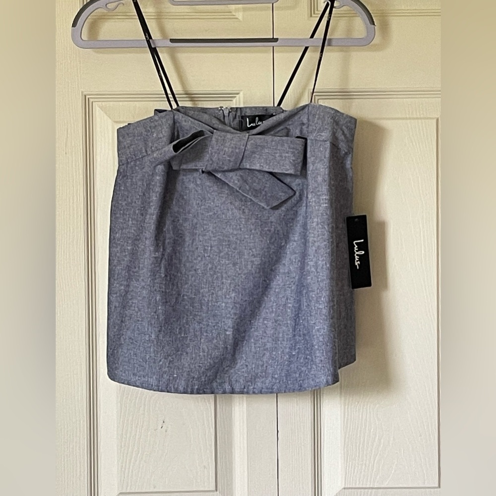 LULU's XS linen/cotton mini skirt w/attached belt ties, zipper entry. NWOT.